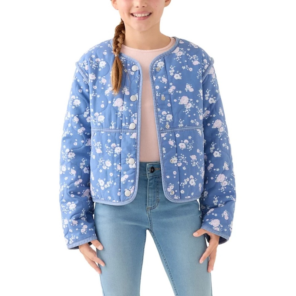 abercrombie kids Girls Quilted Liner Jacket Colony Blue Floral Size 13 / 14 NEW